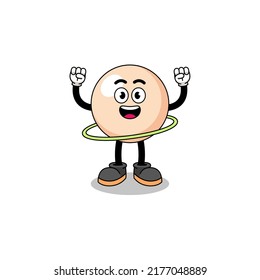Character Illustration of pearl playing hula hoop , character design