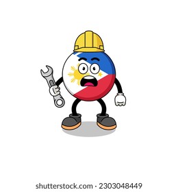 Character Illustration of philippines flag with 404 error , character design