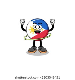 Character Illustration of philippines flag playing hula hoop , character design