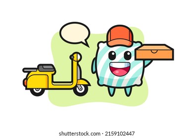 Character Illustration of pillow as a pizza deliveryman , cute style design for t shirt, sticker, logo element