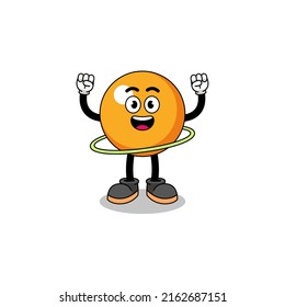 Character Illustration of ping pong ball playing hula hoop , character design