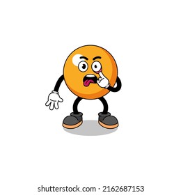 Character Illustration of ping pong ball with tongue sticking out , character design