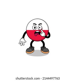 Character Illustration of poland flag with tongue sticking out , character design