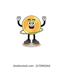 Character Illustration of pound sterling playing hula hoop , character design