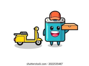 Character Illustration of power bank as a pizza deliveryman , cute style design for t shirt, sticker, logo element