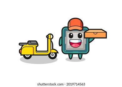 Character Illustration of processor as a pizza deliveryman , cute style design for t shirt, sticker, logo element