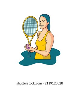 CHARACTER ILLUSTRATION OF PROFESSIONAL FIELD TENNIS PLAYER