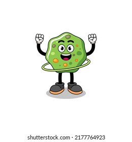 Character Illustration of puke playing hula hoop , character design