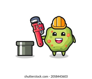 Character Illustration of puke as a plumber , cute style design for t shirt, sticker, logo element