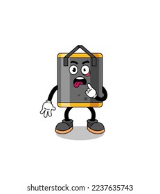 Character Illustration of punching bag with tongue sticking out , character design