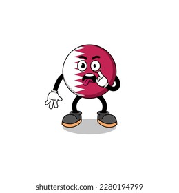 Character Illustration of qatar flag with tongue sticking out , character design