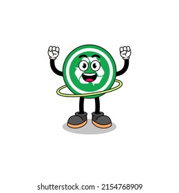 Character Illustration of recycle sign playing hula hoop , character design