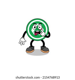 Character Illustration of recycle sign with tongue sticking out , character design