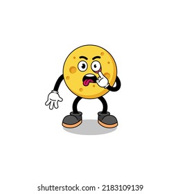 Character Illustration of round cheese with tongue sticking out , character design