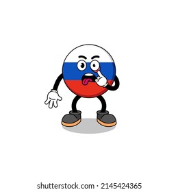 Character Illustration of russia flag with tongue sticking out , character design