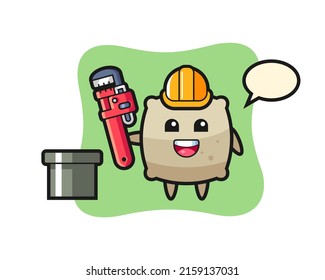 Ilustración de caracteres de saco como plomero , diseño de estilo lindo para camiseta, pegatina, elemento logotipo