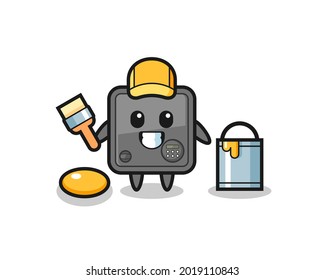 Character Illustration of safe box as a painter , cute style design for t shirt, sticker, logo element