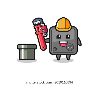 Característica Ilustración de caja segura como plomero , diseño de estilo lindo para camiseta, pegatina, elemento logotipo