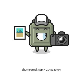 Character Illustration of school bag as a photographer , cute design