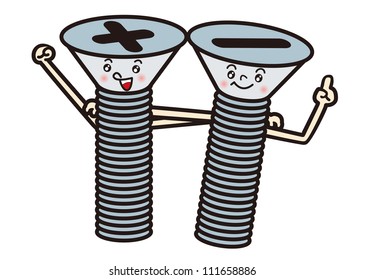 Character illustration of screws
