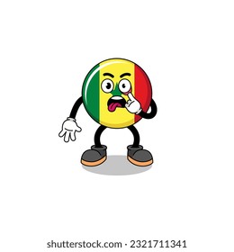 Character Illustration of senegal flag with tongue sticking out , character design