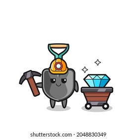 Character Illustration of shovel as a miner , cute design