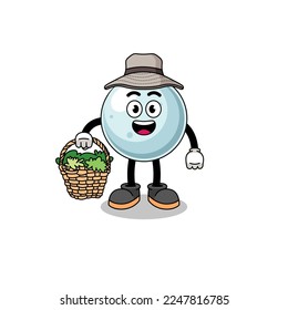 Character Illustration of silver ball as a herbalist , character design