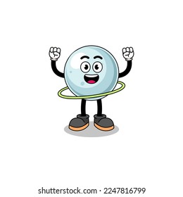 Character Illustration of silver ball playing hula hoop , character design