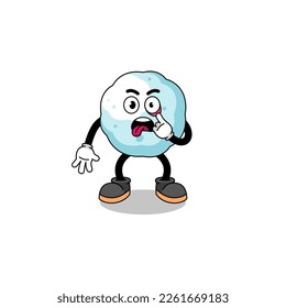 Character Illustration of snowball with tongue sticking out , character design