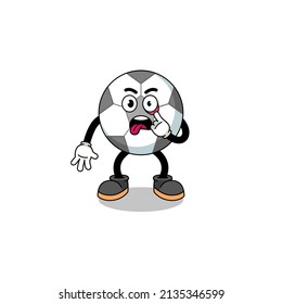 Character Illustration of soccer ball with tongue sticking out , character design