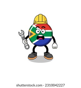 Character Illustration of south africa flag with 404 error , character design