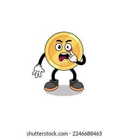 Character Illustration of south korean won with tongue sticking out , character design