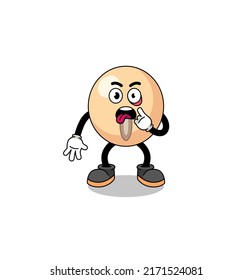 Character Illustration of soy bean with tongue sticking out , character design