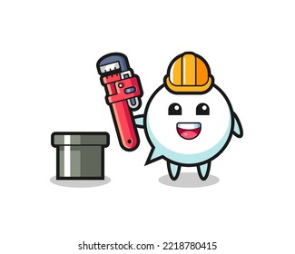Character Illustration of speech bubble as a plumber , cute design