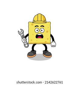Character Illustration of sponge with 404 error , character design