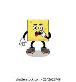 Character Illustration of sponge with tongue sticking out , character design