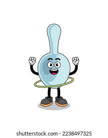 Character Illustration of spoon playing hula hoop , character design
