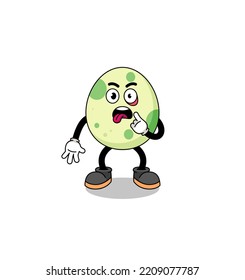 Character Illustration of spotted egg with tongue sticking out , character design