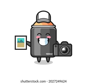 Character Illustration of spray paint as a photographer , cute style design for t shirt, sticker, logo element
