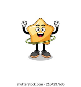 Character Illustration of star playing hula hoop , character design