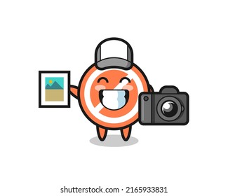 Character Illustration of stop sign as a photographer , cute style design for t shirt, sticker, logo element