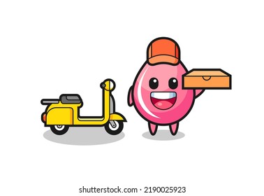 Character Illustration of strawberry juice drop as a pizza deliveryman , cute style design for t shirt, sticker, logo element