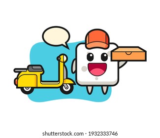 Character illustration of sugar cube as a pizza deliveryman