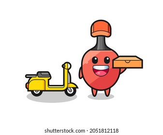 Character Illustration of table tennis racket as a pizza deliveryman , cute style design for t shirt, sticker, logo element