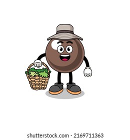Character Illustration of tapioca pearl as a herbalist , character design