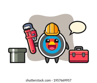 Character illustration of target archery as a plumber, cute style design for t shirt, sticker, logo element