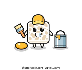 Ilustración de carácter de tempeh como pintor , diseño lindo