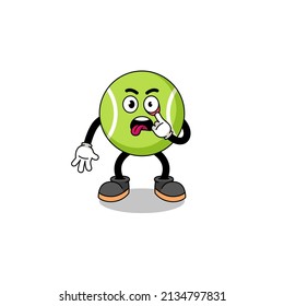 Character Illustration of tennis ball with tongue sticking out , character design