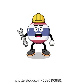 Character Illustration of thailand flag with 404 error , character design