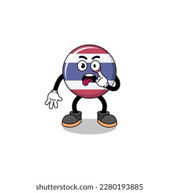 Character Illustration of thailand flag with tongue sticking out , character design